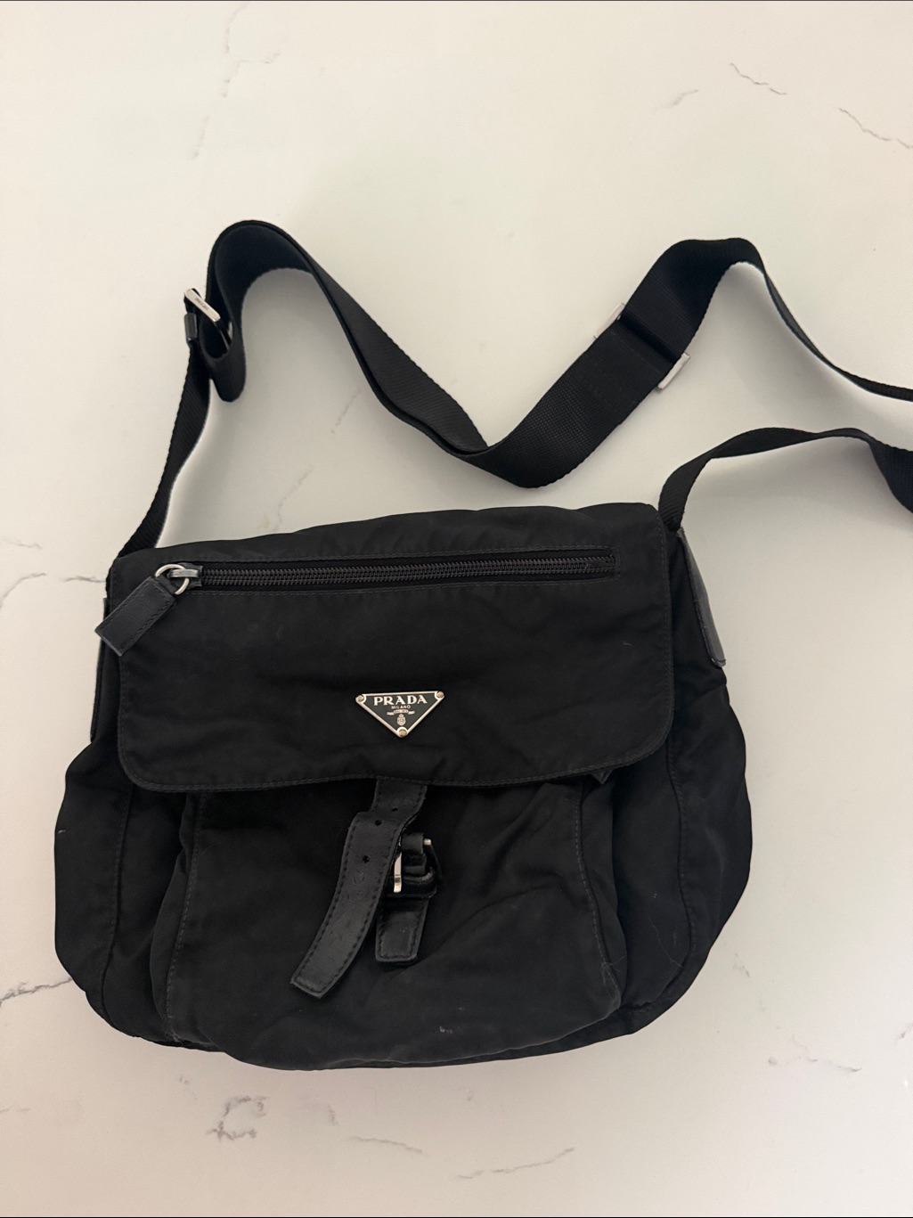 Prada Black Nylon Messenger Crossbody Bag